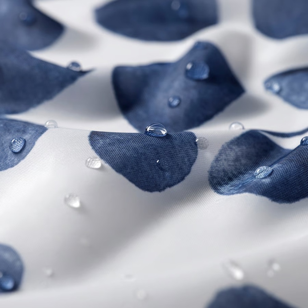 Blue Leaf Pattern Shower Curtain - White and Blue - Picture 6 of 6